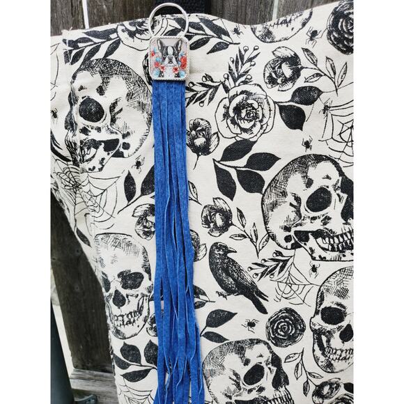 Handmade boho Leather Fringe Western bag charm, Long fringe keychain - Picture 2 of 4